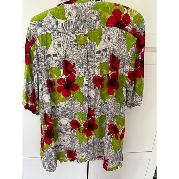 Junction West Men’s Button Down Shirt Sz L Skulls Hawaiian Short Sleeve - Picture 5 of 9